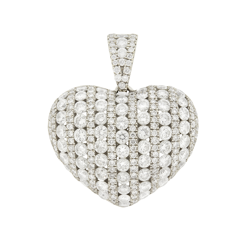 Contemporary 2.00ct Pavé Set Diamond Heart Pendant | Farringdons Jewellery