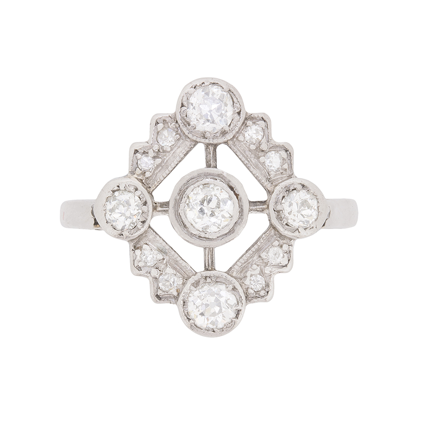 Art Deco Old Cut Diamond Cluster Dinner Ring, c.1920s | Farringdons ...