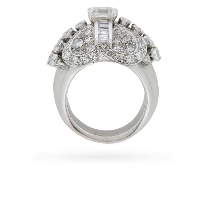 Art Deco Style 3.28 Carat Diamond Cluster Cocktail Ring | Farringdons