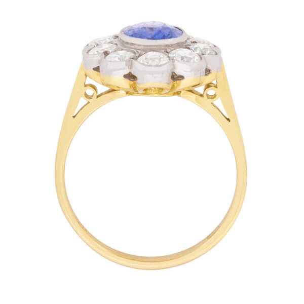 Vintage Sapphire and Diamond Halo Ring, c.1960s | Farringdons