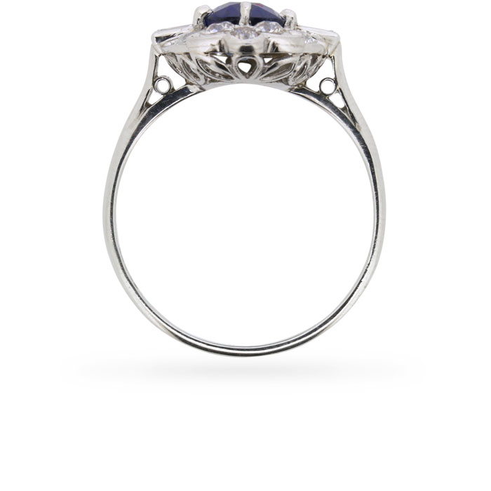 Art Deco Sapphire and Diamond Halo Ring, c.1920s | Farringdons