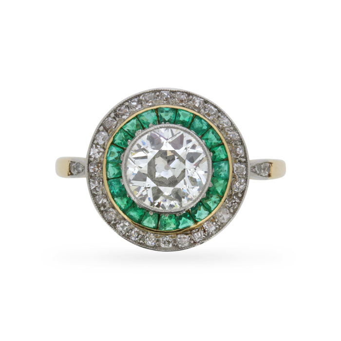 Victorian Diamond and Emerald 'Target' Ring, c.1890s | Farringdons ...