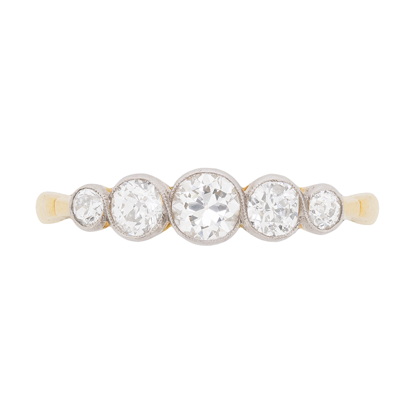 Vintage Five Stone 0.75 Carat Old Cut Diamond Ring, c.1930s | Farringdons