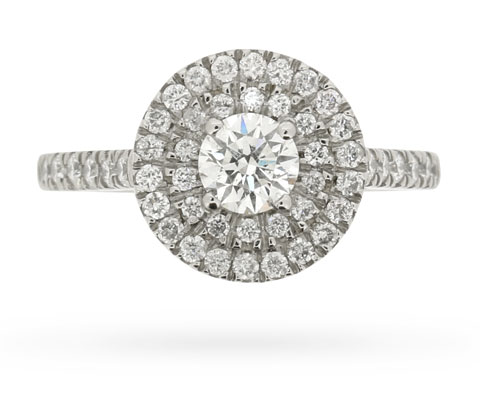 Micropavé diamond halo engagement ring