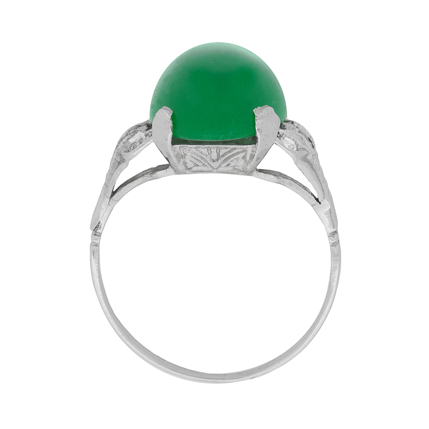 Early Art Deco Jade and Diamond Ring, c.1920s | Farringdons
