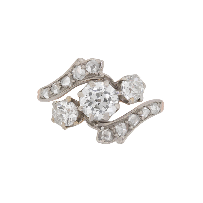 Late Victorian Three Stone Diamond Ring, C.1900s | Farringdons Jewellery