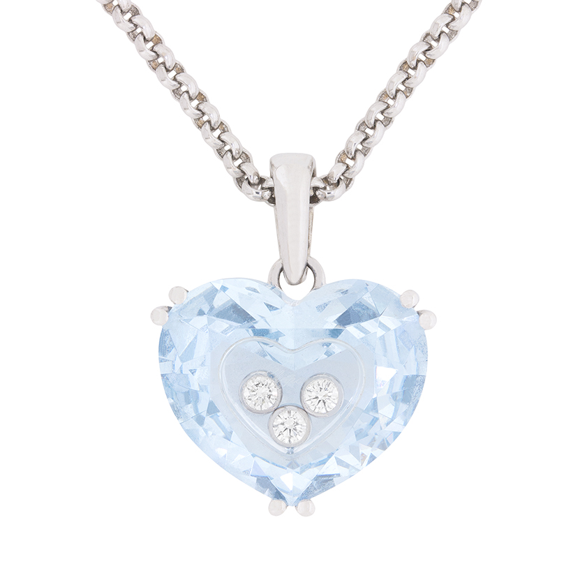 Chopard So Happy Heart Aquamarine and Diamond Necklace