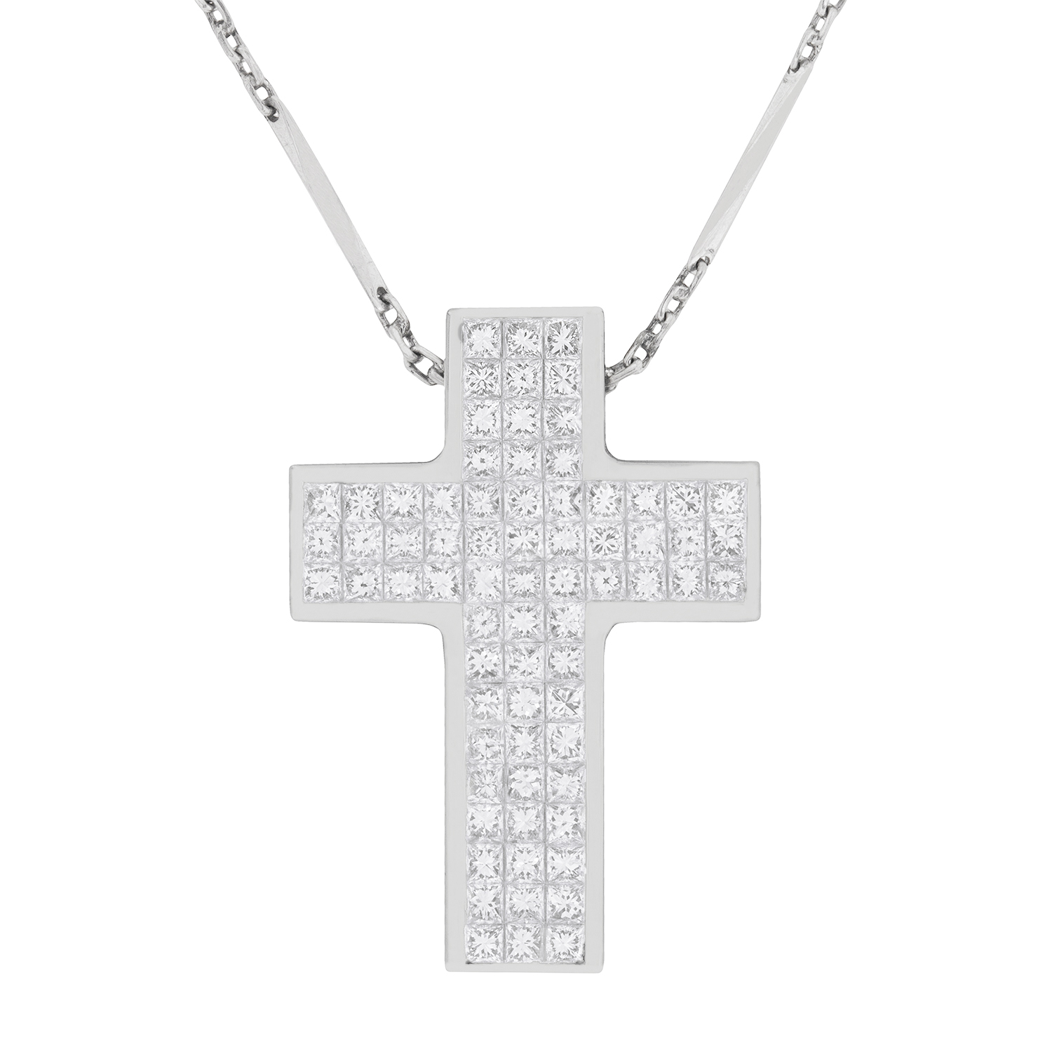 Contemporary 2.16ct Princess Cut Diamond Cross Pendant | Farringdons