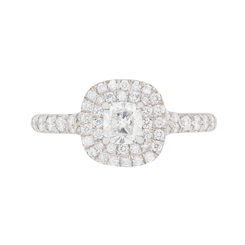 tiffany cushion cut double halo