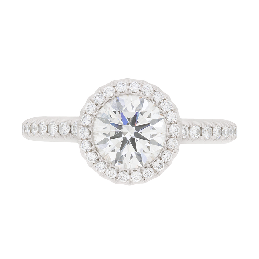 De Beers Aura Diamond Solitaire Halo Ring | Farringdons Jewellery