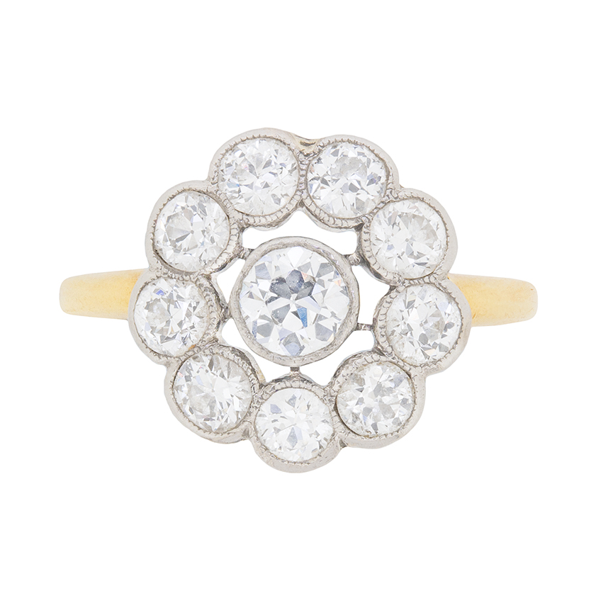 Edwardian Diamond Daisy Cluster Ring, c.1910 | Farringdons Jewellery