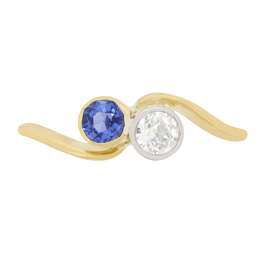 sapphire diamond twist ring