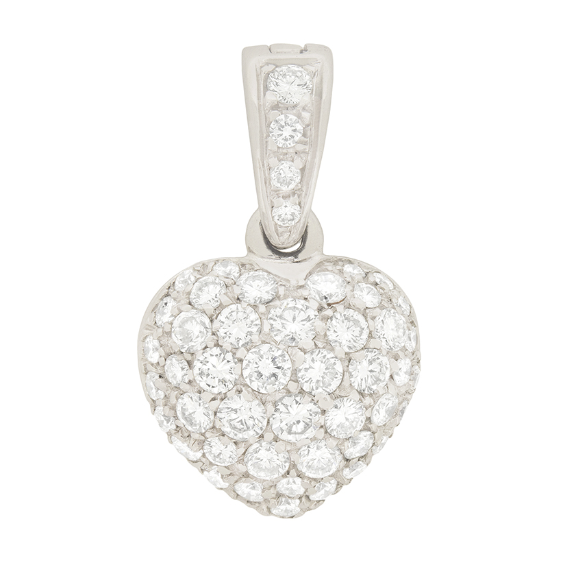 Contemporary 1.00ct Diamond Pave Heart Pendant | Farringdons Jewellery