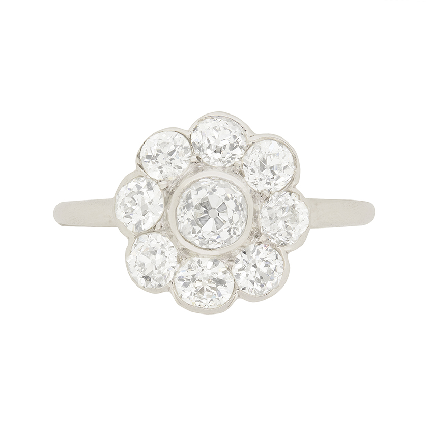 Art Deco 2.10ct Diamond Daisy Ring, c.1920s | Farringdons Jewellery