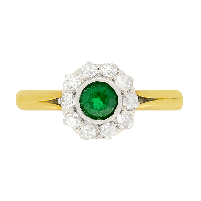 Edwardian 0.50ct Emerald & Diamond Ring, c.1910s | Farringdons Jewellery