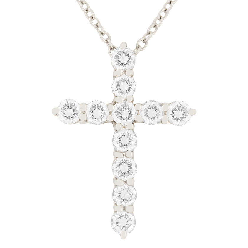 Tiffany And Co 042ct Diamond Cross Necklace Farringdons Jewellery 9092